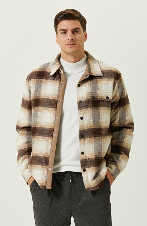 Slim Fit Camel Outer Shirt