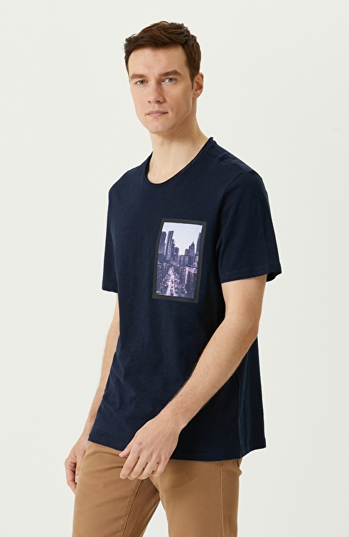 Navy Printed T-shirt