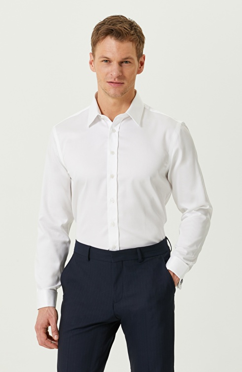 White Non-Iron Satin Shirt