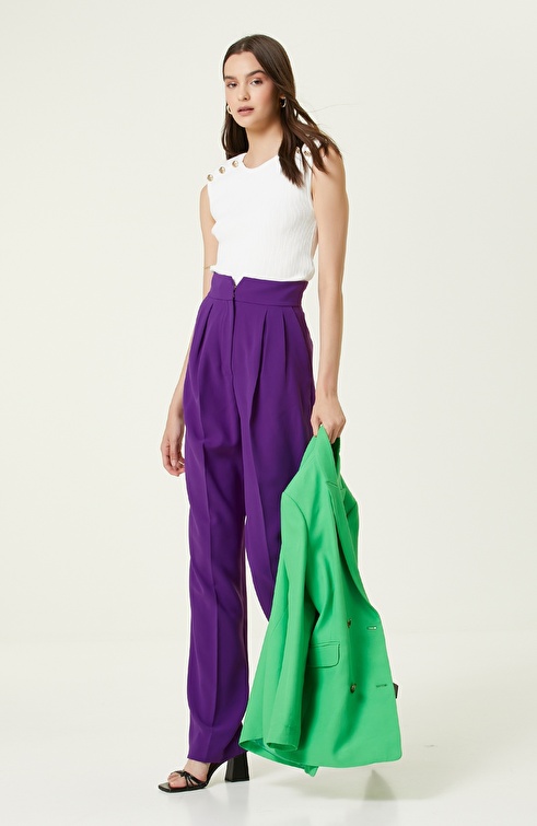 Purple Pleated Pants