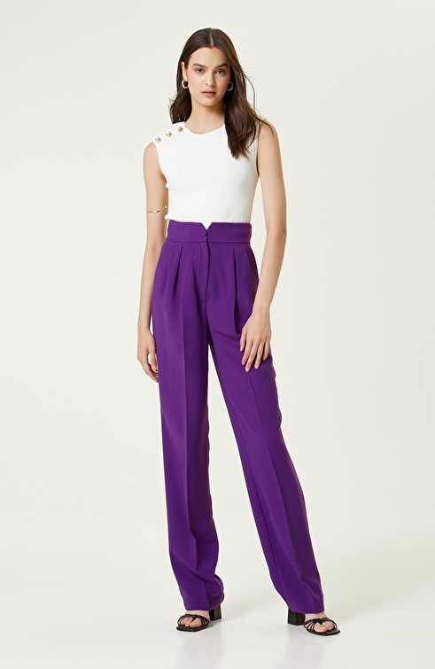 Purple Pleated Pants