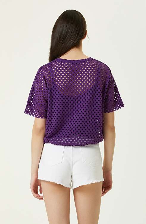 Purple Guipure Blouse