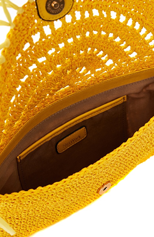 Yellow Female Straw Clutch