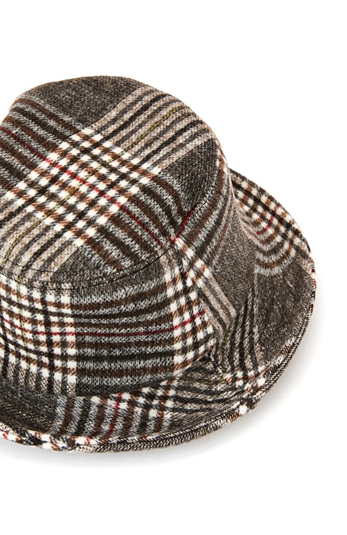 Brown Checkered Men's Wool Hat