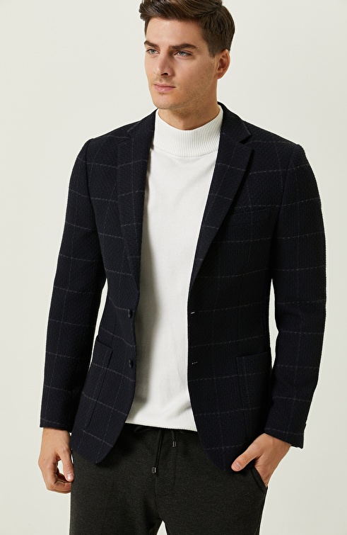 Navy Blue Wool Jacket