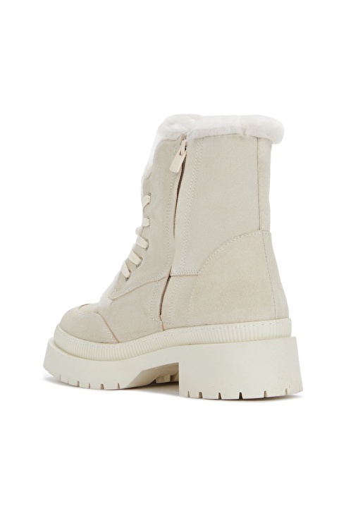 Beige Women's Suede Leather Boots