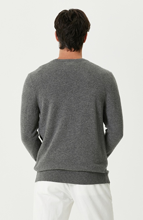 Gray Melange Cashmere Sweater