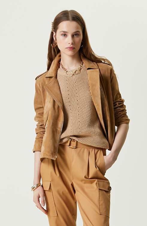 Camel Leather Coat