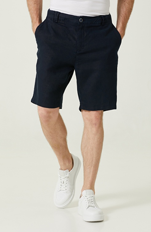 Navy Blue Linen Shorts