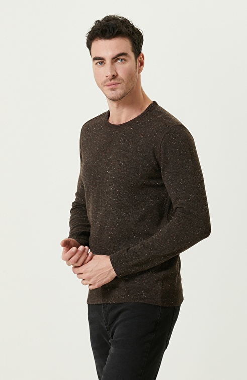 Brown Wool Blended Knitwear