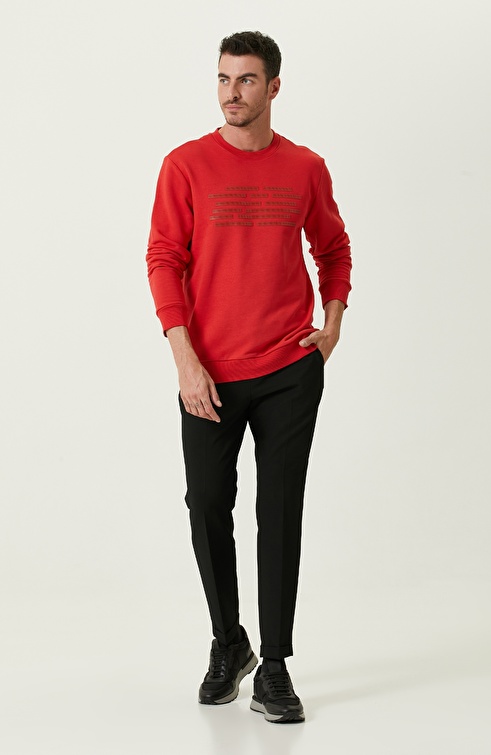 Red Injection Printed Sweatshirt