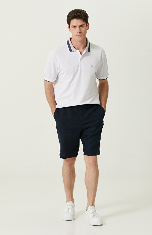 Navy Blue Linen Shorts