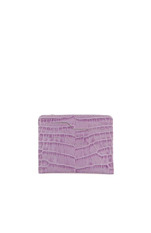 Lilac Crocodile Textured Women's Leather Card Holder