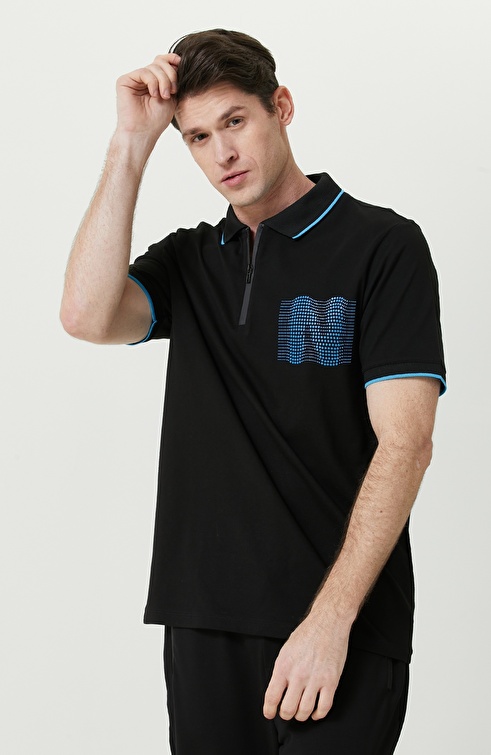 Black Polo Neck Short Sleeve Tshirt