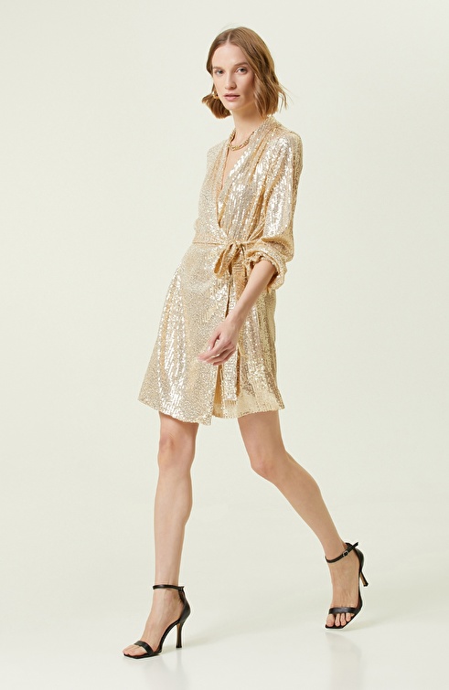 Beige Mini Evening Dress