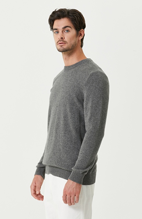 Gray Melange Cashmere Sweater