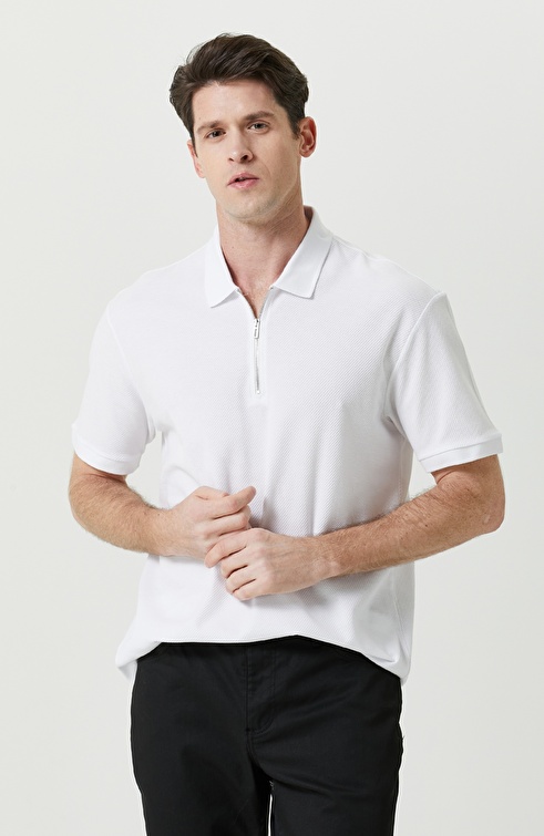 White Polo Neck T-Shirt