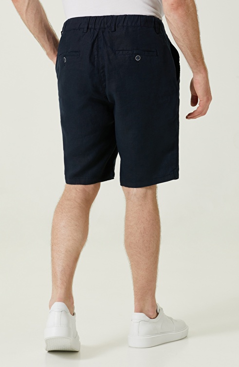 Navy Blue Linen Shorts