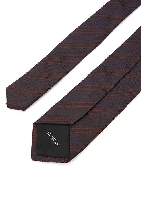 Brown Oblique Striped Silk Tie