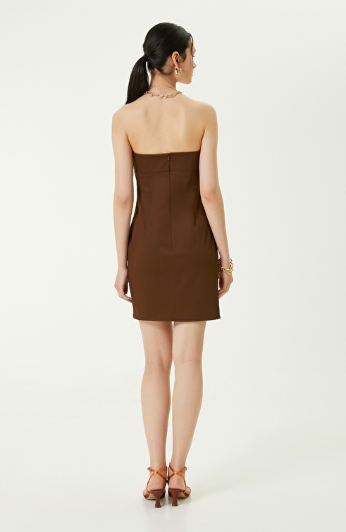 Brown Strapless Mini Dress