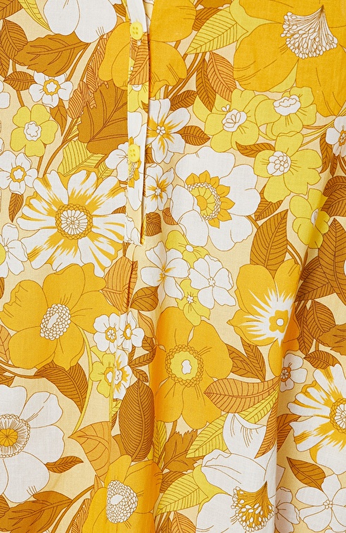 Yellow White Floral Pareo