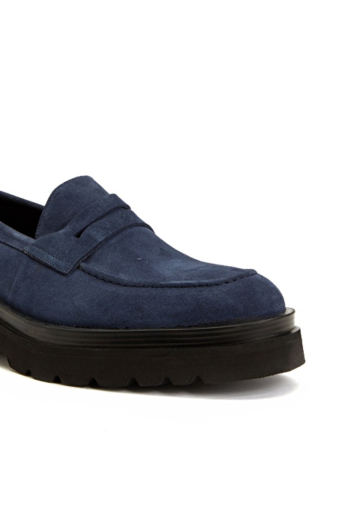 Navy Blue Men's Suede Leather Loafers