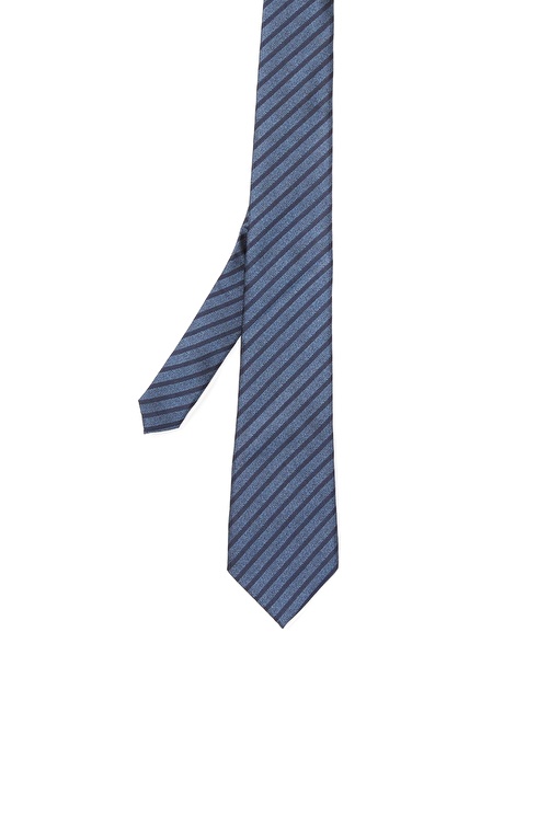 Navy Blue Striped Silk Tie