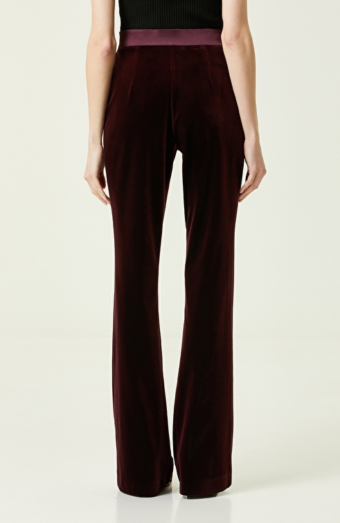 Claret Red Velvet Tuxedo Pants