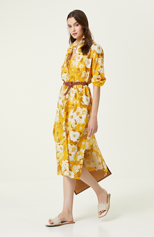 Yellow White Floral Pareo