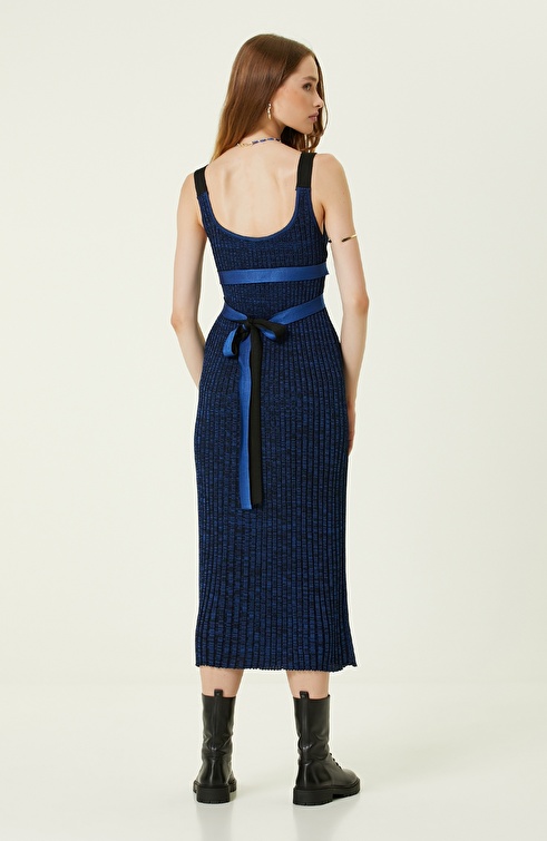 Blue Midi Knitwear Dress