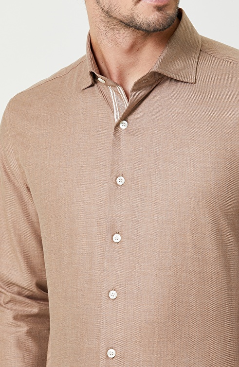 Slim Fit Beige Shirt