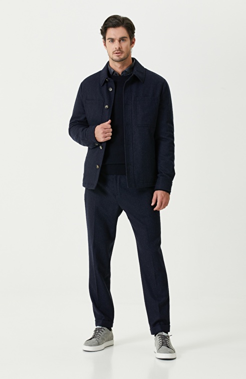 Navy Blue Wool Coat