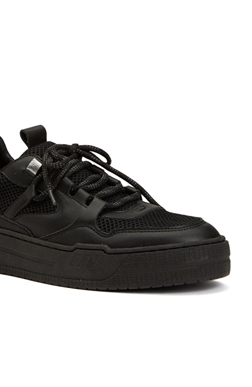 Black Womens Leather Sneaker