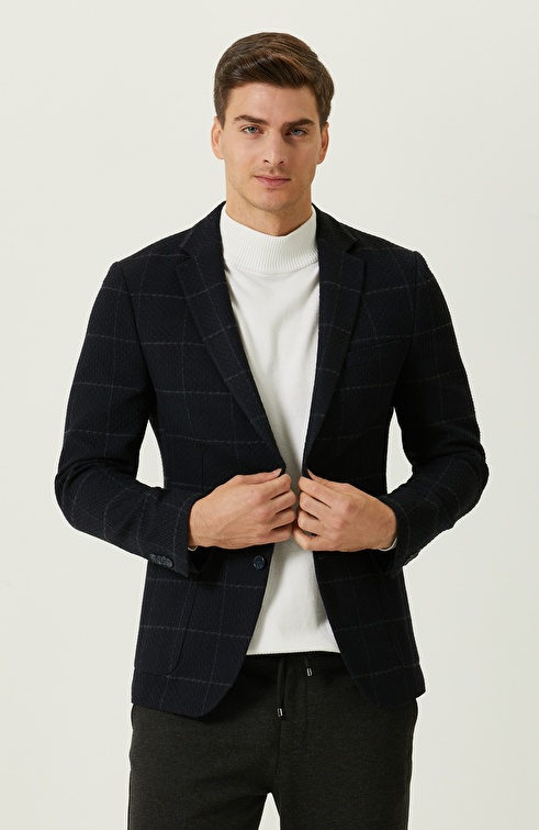 Navy Blue Wool Jacket