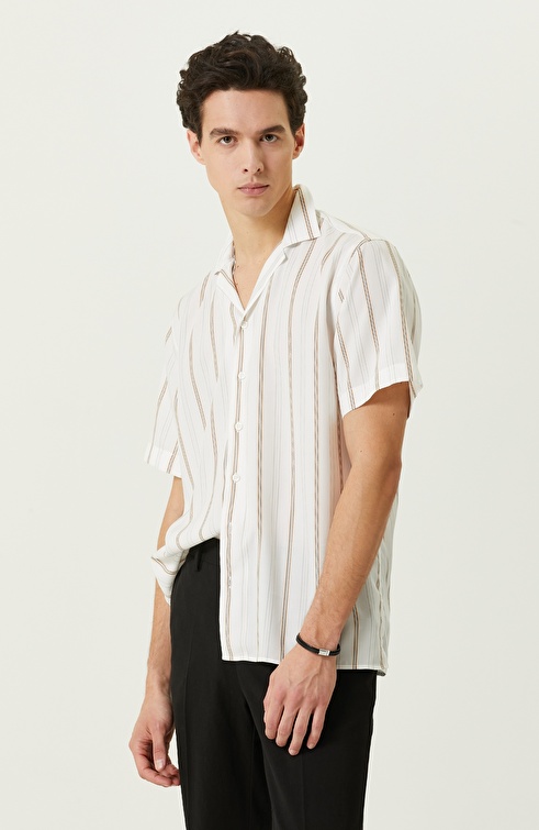 White Striped Short Sleeve Shirt