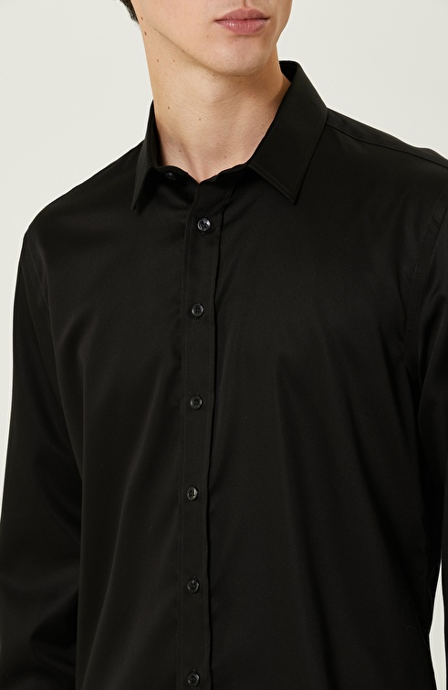 Slim Fit Black Non-iron Shirt