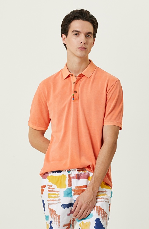 Orange Polo Neck T-Shirt