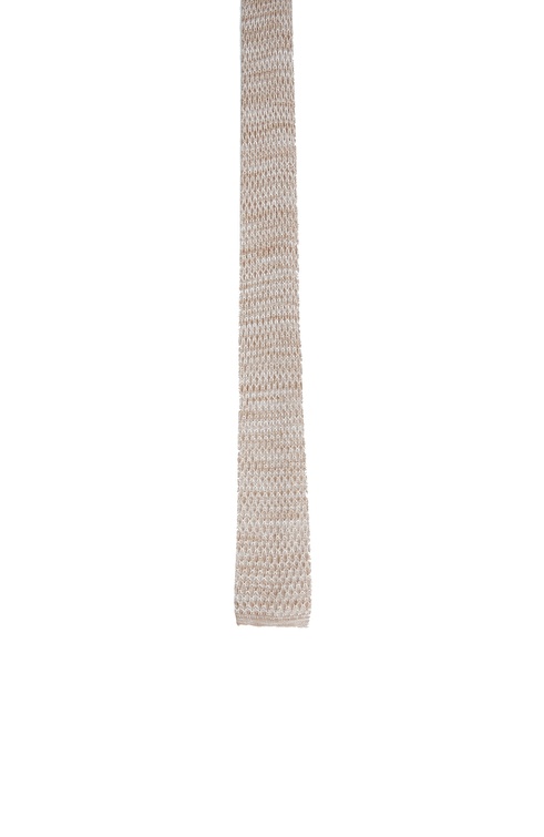 Beige Geometric Pattern Knitted Textured Tie