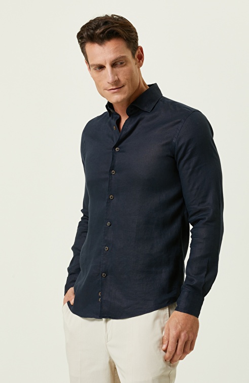 Navy Blue Comfort Fit Shirt