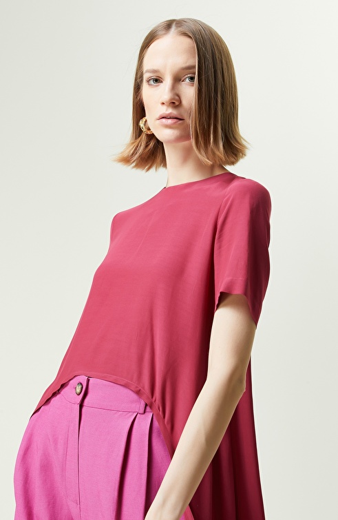 Short Sleeve Crew Neck Blouse