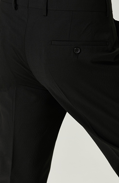 Normal Waist Straight Leg Black Trousers