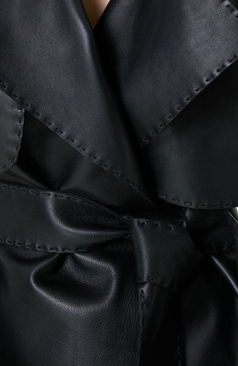 Belted Black Leather Jacket