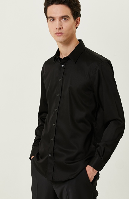 Slim Fit Black Non-iron Shirt