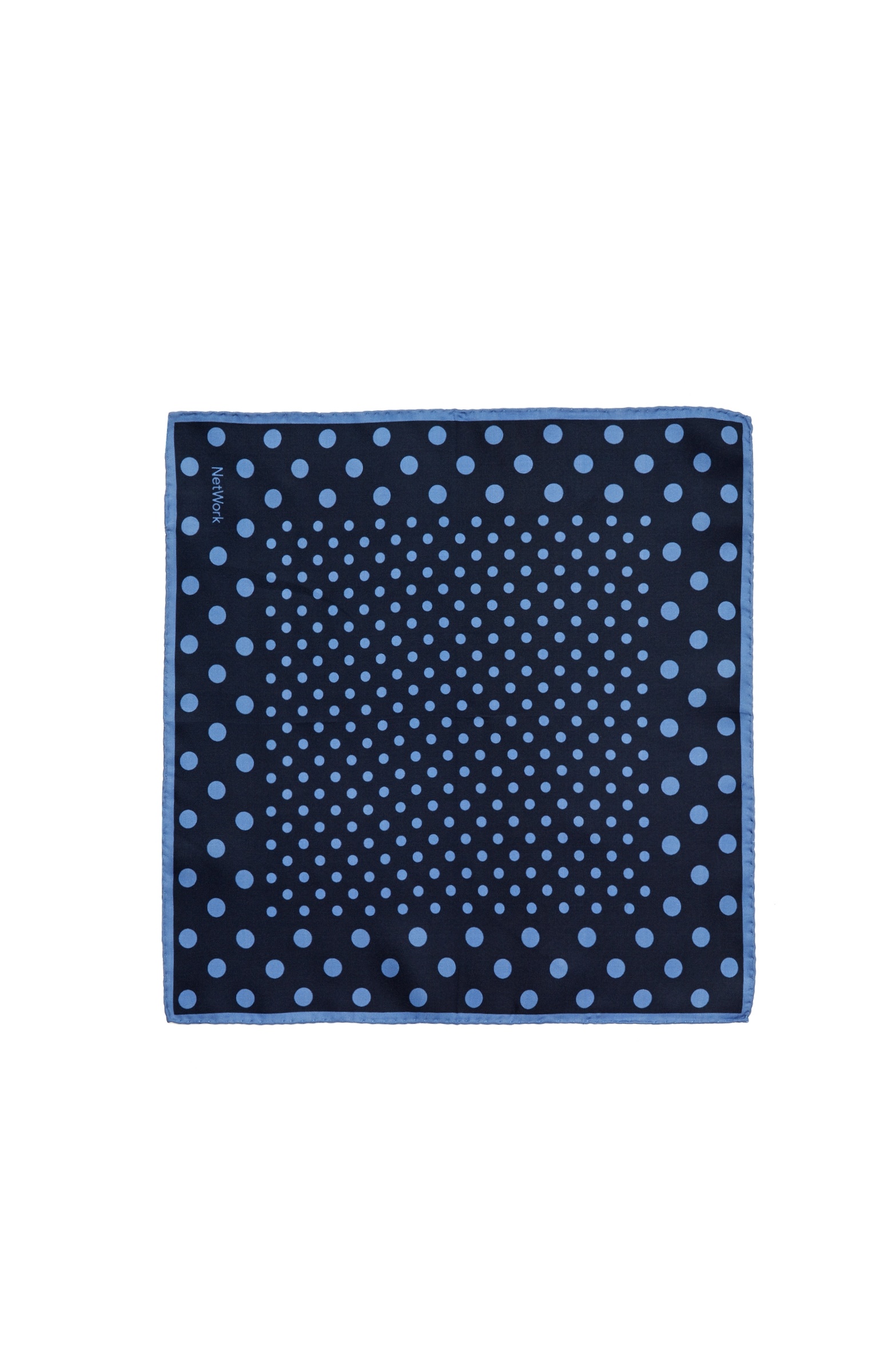 Navy Blue Polka Dot Patterned Silk Handkerchief Bag