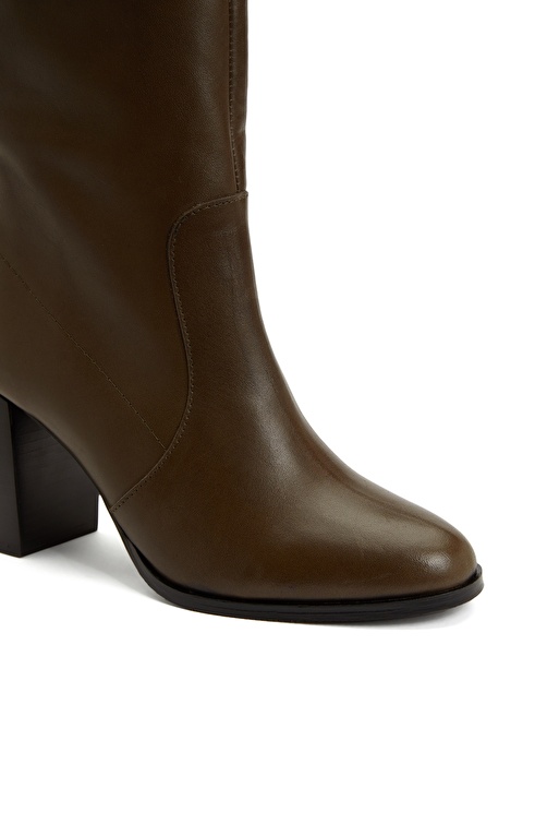 Khaki Women's Leather Boots