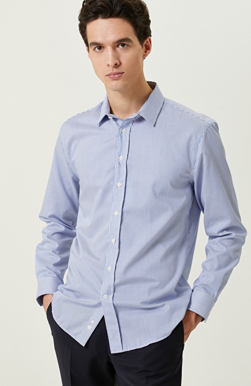 Blue White Slim Fit Shirt