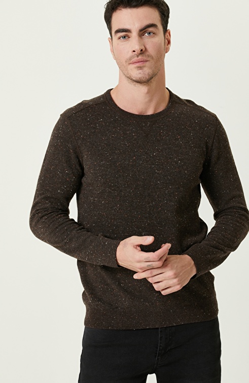 Brown Wool Blended Knitwear