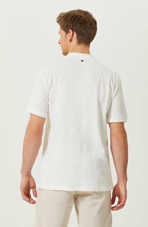 Ecru Short Sleeve Polo Neck T-shirt