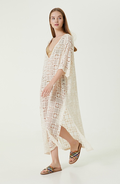 Natural Patterned Long Beach Dress