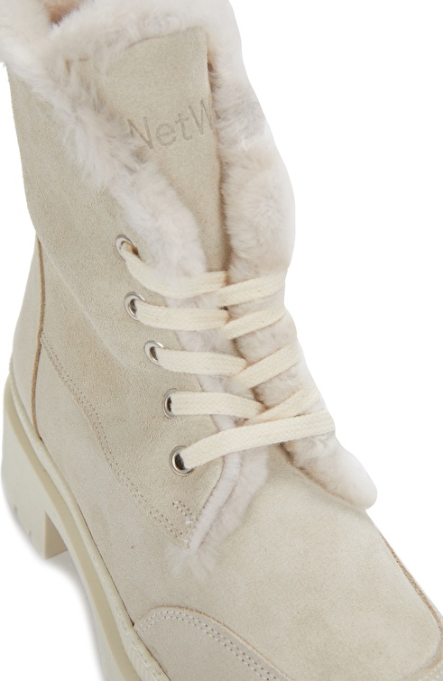 Beige Women's Suede Leather Boots